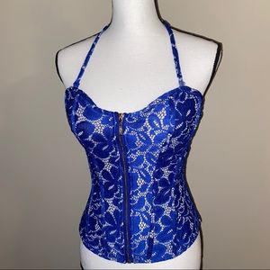 OhYes Lace Overlay Removable Halter Corset Bustier